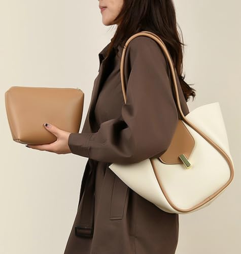 Women's Leather Tote Bag Set Practical Large Purse with Small Crossbody Bag Top Handle Designer Hobo for Daily Use4