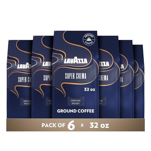 Image of Lavazza Super Crema Ground Coffee, Medium Roast, Arabica and Robusta Blend, 32 oz Bag (Pack of 6)