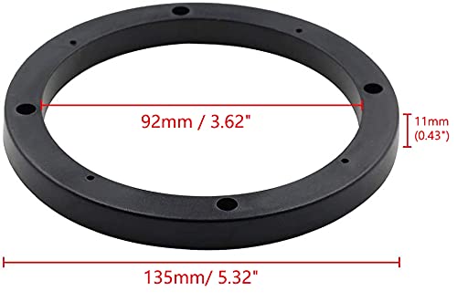Mecion 2Pcs Auto Car Truck 4" Dia Universal Black Plastic Speaker Spacer Adaptor Ring Mounting Bracket #TOP3