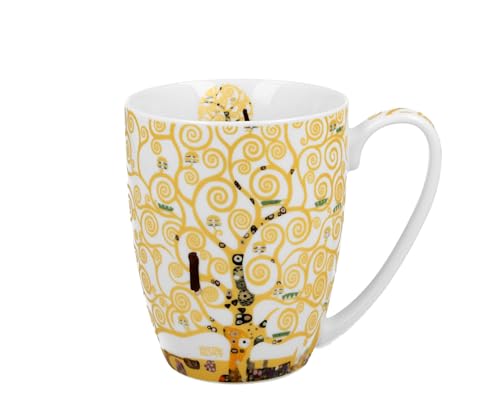 DUO ART GALLERY Tasse classique 360 ml Tree of Life Ecru Inspiré par Gustav Klimt New Bone China