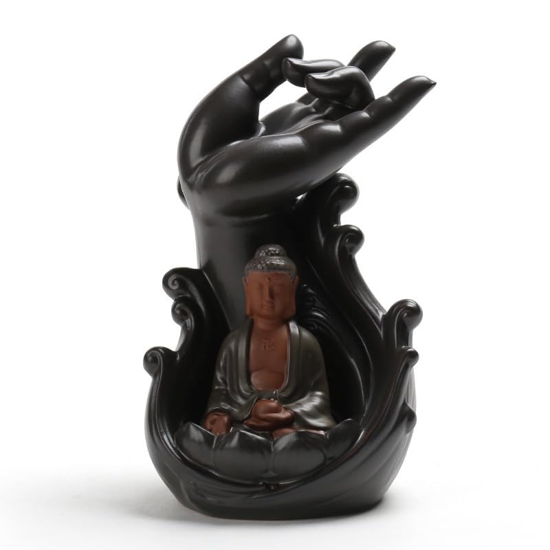 Quemador de Incienso de reflujo, Quemador de Incienso de Mano de Buda Guanyin, incensario de cerámica for el hogar