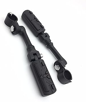 XKMT Motorcycle Black Long Angled Adjustable Peg Mounting Kit Eagle Foot Peg For GoldWing VTX1300 Shadow Valkyrie Triumph with 1 inch 1" 25mm Front Engine Guard Frame Tube