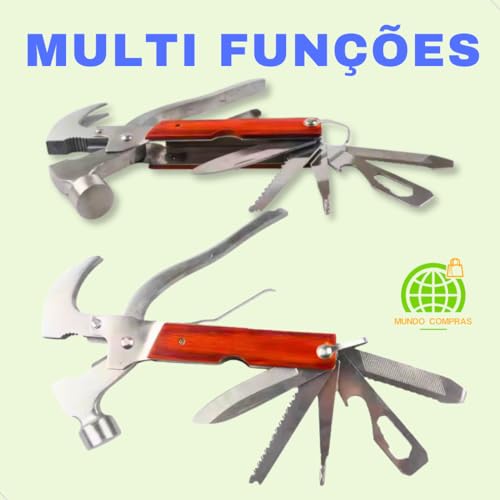 Martelo Tatico Multifuncional Alicate Pesca Caça Camping Acampamento Multi Função 9 em 1 Unha Mundo