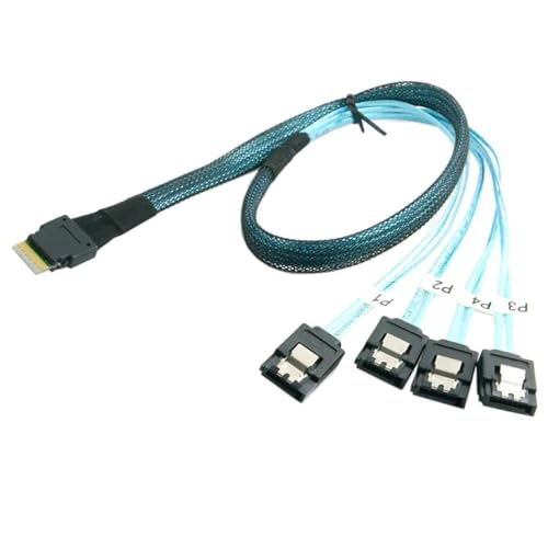Cable Slimline SAS SFF-8654 a 4X SATA 1.0 m Negro miniatura 2
