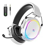 Dual Wireless Gaming Headset for PS5 PS4, 2.4 Ghz Bluetooth Gaming Headphones with Noise Cancelling Microphone, 50H Battery Surround Sound Gamer Headsets for PC Mobile Laptop Xbox Nintendo Switch Mac