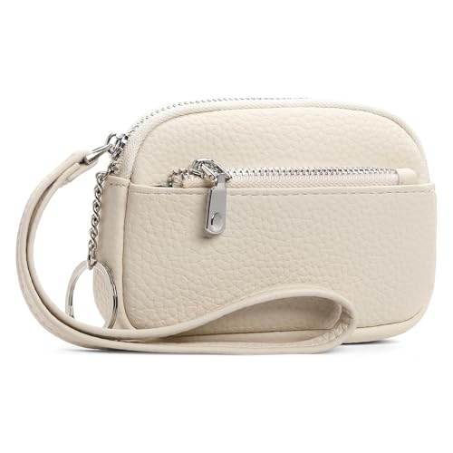 Image of GAEKEAO Mini Coin Purse for Women Vegan Leather Small Zip Purses Ladies Coin Pouch with Wristlet and Hidden Keyring