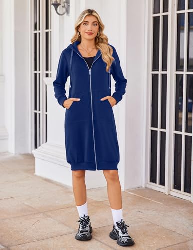 Zeagoo Women's Zip Up Hoodies Oversized Fleece Long Tunic Sweatshirts Casual Long Sleeve 2024 Fall Hoodie Jacket Coat