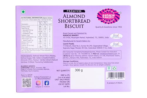 Image of KARACHI BAKERY PREMIUM ALMOND SHORTBREDBISCUITS, 300G