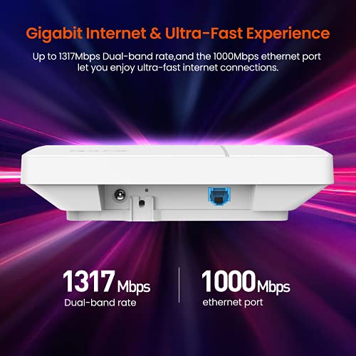 Tenda Ac1200 Dual Band Gigabit Wireless Access Point, Ceiling Mount Wifi Access Point, Coverage 3200 Sq.ft|Poe Powered|Surport Ieee 802.11Ac Wave 2 And Mu-Mimo|White(I24) #TOP4