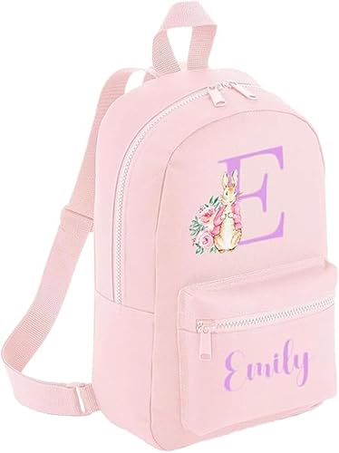 Hoolaroo Personalised Baby & Toddler Floral Pink Bunny Rabbit Rucksack Nursery Backpack Baby Girl Bag Pink