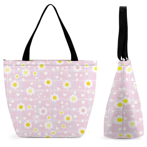 Sac à main pour femme marguerites blanches, cabas de créateur moderne et spacieux