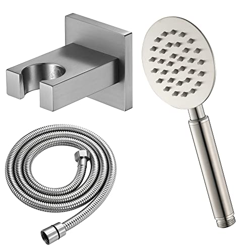 Pommeau de douche à main en laiton brossé mural et tuyau de douche en acier inoxydable 1,5m