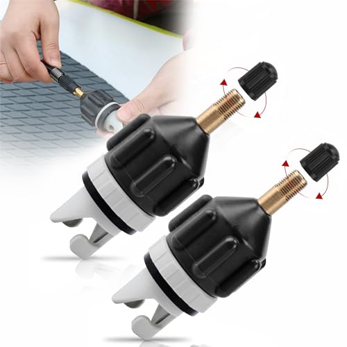 Senbaler 2pcs Boat Air Valve Adaptor,SUP Pump Valve Adapter,Air Valve Converter for Dinghy Kayak,Stand Up Paddle Board (Black)