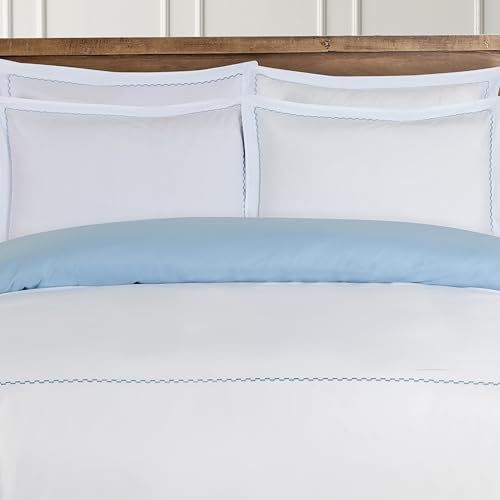 Majestic Giftware Madison Linen 8 Pcs Twin Size Bedding Set (BL52-T) | Normandy - Blue 400 TC Cotton Sateen Durable & Eashable | 2 Fitted Sheets, 2 Duvets, 4 Pillowcases - Noble Collection