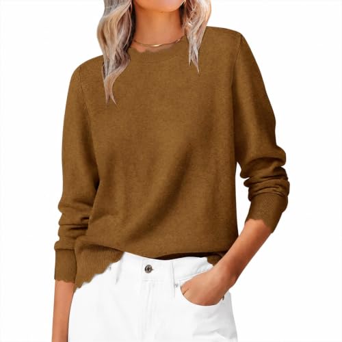 moolBeko Scalloped Sweaters for Women Soft Lightweight Fall Sweaters