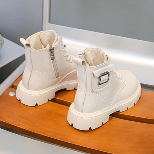 Girls Mid Calf Lace Up Boots Combat Horse Riding Side Zipper Boots PU Leather Punk Goth Little Kids Shoes with Buckle4