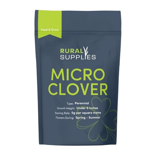 Rural Supplies Micro Clover Seed | Grass Seeds for Fast Growing, Low-Maintenance & Eco-Friendly Lawns | Drought-Resistant, Nitrogen-Fixing, Family & Pet Friendly | for New Lawns & Overseeding (500g)