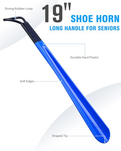 Kekoy 8 in 1 Hip Kit, Seniors Total Hip Replacement After Surgery with 36\" Grabber Reacher Tool, Sock Aid Device, Leg Lifter, Long Handle Shoe Horn, Bath Sponge, Telescoping Back Scratcher(Blue)