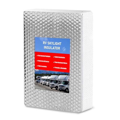 Losrik RV Skylight Insulator 22in x 14in x 3in, RV Vent Insulator, RV Skylight Cover with Reflective Surface, Waterproof RV Vent Insulation for Inside Camper, Sunroof Skylight Shade Skylight Pillow