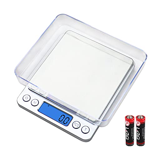 UNIWEIGH Digital Kitchen Scale,3kg/0.1g Pocket Food Scale Measure in Grams and oz for Loss Weight,Cooking Baking,Jewelry,High Precision Gram Scale with 6 Units,Small Coffee Scale with 2 Trays,LCD,Tare