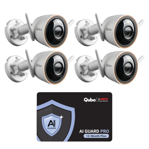 Image of Qubo Smart Bullet Cam Pro 4MP (Pack of 4) | No SD Card Required, Records Directly on Cloud | AI Guard Pro 12-Month Plan (Cloud Backup Included) | Intruder Alarm | Color Night Vision | App Control