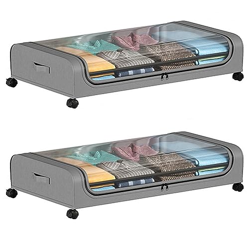 Lot de 2 boîtes de rangement pliables pour chaussures et vêtements en tissu gris