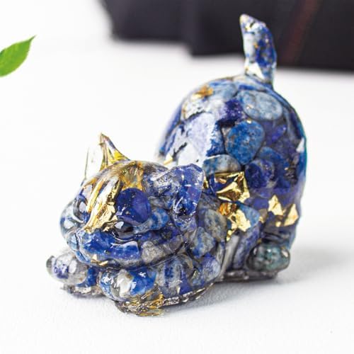 Mini Cat Resin Crystal Figurine Decor Cute 3D Statues Ornament Cat Lover Gifts for Home Office Bedroom Cubicle Desk Shelf Table Decor Accessories for Women (SJDX3923)