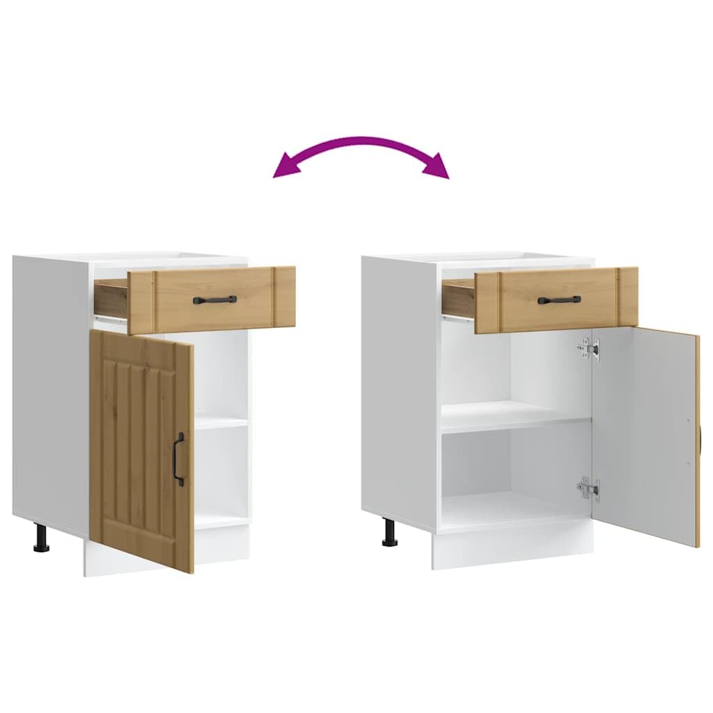 vidaXL Küchen-Unterschrank Lucca Artisan-Eiche Holzwerkstoff, Spülenunterschrank, Schrank Küche, Lagerschrank, Unterschrank für Küche, Küchenzeile