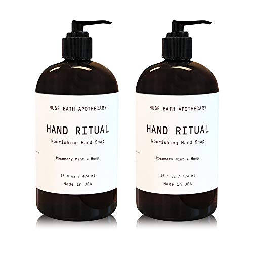 Muse Bath Apothecary Hand Ritual - Aromatic and Nourishing Hand Soap, 16 oz, Infused with Natural Essential Oils - Rosemary Mint + Hemp, 2 Pack