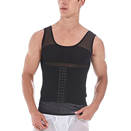 Colete Modelador Masculino Emagrecedor Com Elástico Alto, Camisa de Compressão Justa Cor Pura para P