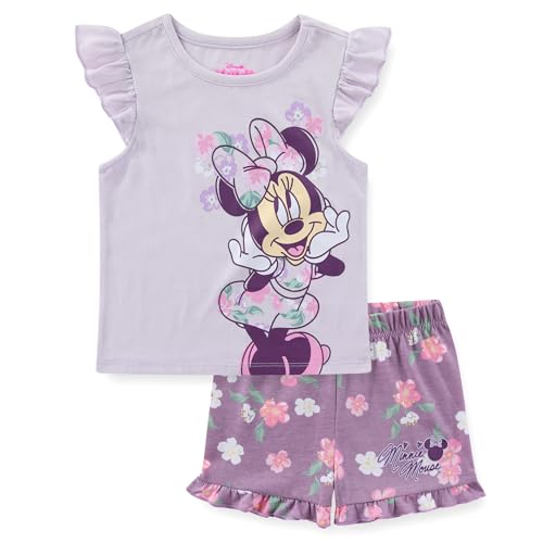 Disney Minnie Mouse Girls Short Sleeve Shirt and Shorts Set for Toddler to Big Kids