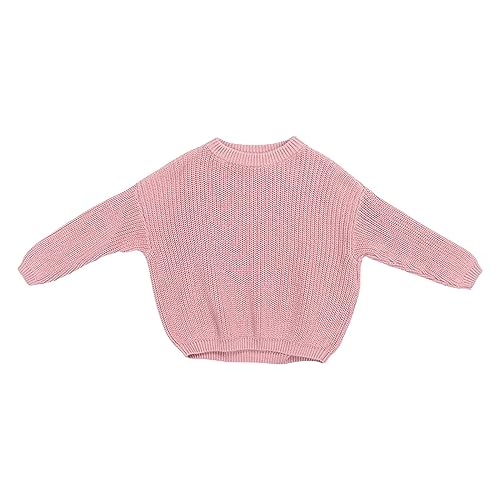 Toddler Knit Sweater Long Sleeve Crew Neck Soft Ribbed Crochet Pullover Sweater Clothes Plain Cute Warm for Baby Infant