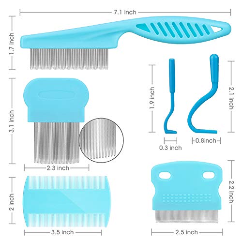 Cat Comb Dog Comb Fine Tooth Comb Pet Comb Grooming Set For Grooming And Removing Dandruff Flakes Remove Float Hair Tear Marks (Blue) #TOP6
