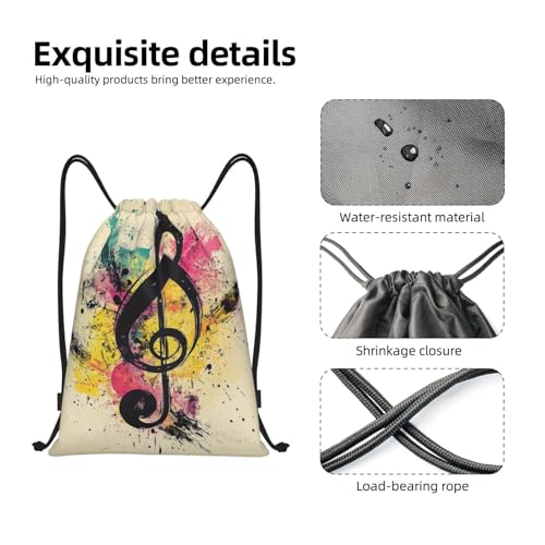Drawstring Backpack Sports Gym Bags Draw String Bag for Women Men Music Symbols Drawstring Bags Sackpack3