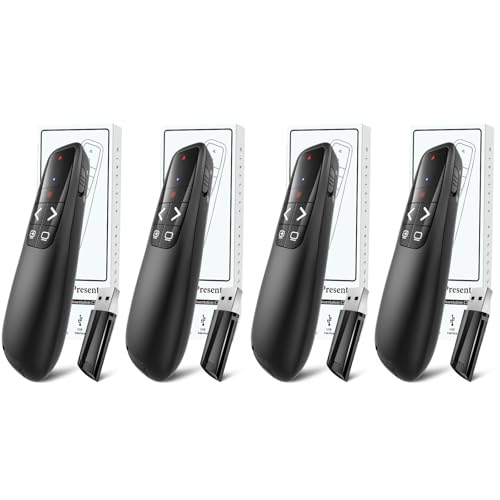 (4 Units) Wireless Presenter Remote, Clicker for Laptop PowerPoint Presentations Pointer, RF Computer Clicker for Presentations Remote, Slideshow/Smartboard/College/Classroom/PPT Clicker