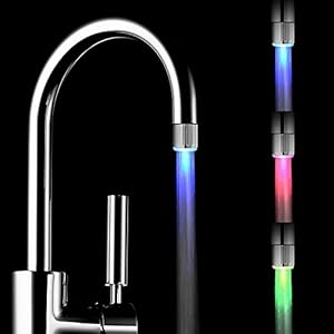 2 pezzi Acqua rubinetto LED colorato con 3 colori che cambiano Termica, YoMaris RC-F03 Flusso d’acqua del rubinetto di rubinetto per cucina e bagni.