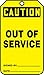 Accuform MDT641CTM PF-Cardstock Safety Tag, Legend"Caution Out of Service", 5.75" Length x 3.25" Width x 0.010" Thickness, Black on Yellow (Pack of 5)