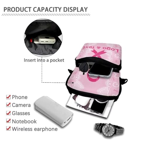 Image of Crossbody Bag for Women Sling Purse Pink Ribbon Cell Phone Holder with Straps