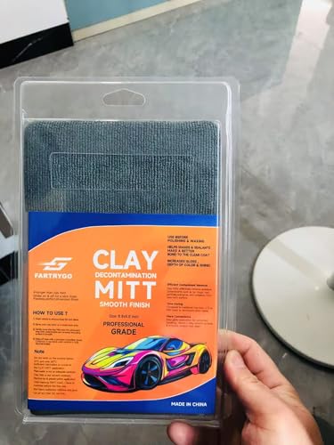 FarTryGo Clay Bar Mitt for Car Detailing – Black Clay Glove for Paint & Glass – Non-Abrasive Surface Cleaner – Reusable Decontamination Mitt – Version 1.0