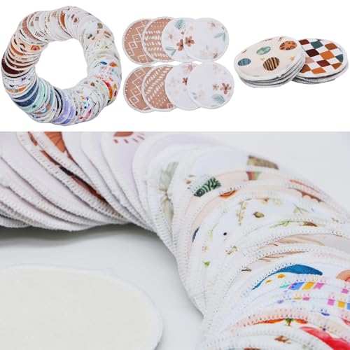 Asenappy 8 pcs(4 Pairs) Random Prints Breast Pads for Nursing Mothers, Reusable and Washable with 1 Bag(8 pcs randomprints with1 Bag)