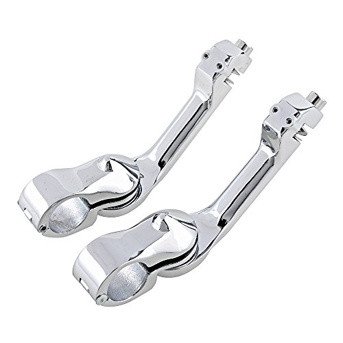 2pcs Chrome Adjustable Highway Peg Mounting Long Angled Kit Compatible with Harley 1.25" Engine Guard Tube Bar by Anzio - Used condition - CA$30.91