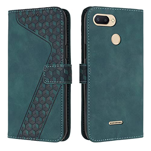 OKZone Funda para Xiaomi Redmi 6/6A, PU Cuero Flip Carcasa Fundas Móvil de Tapa Libro Caso Piel PU para Xiaomi Redmi 6/6A, Billetera Tarjetero Case Telefono Cubrir Móvil Phone Cover (Verde)