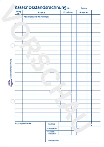 AVERY Zweckform 1218 Recycling Kassenbestandsrechnung (A5, 50 Blatt, Ermittlung der Tageseinnahmen & Kassenbestand, von Rechtsexperten geprüft, für DE/AT, zur ordnungsgemäßen Buchführung) weiß