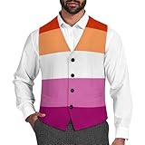 Lesbian Flag LGBT Casual Suit Vest for Men Formal Business Dress Regular Fit Waistcoat for Tuxedo M