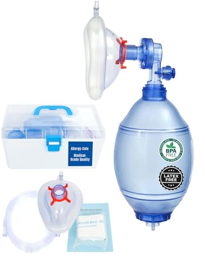 KOKAND Adult & Child CPR Training Simulation Kit - Manual Squeeze Bag Trainer with Practice Mask Tubing & Carry Case - for Classroom & Certification Practice - 1pack