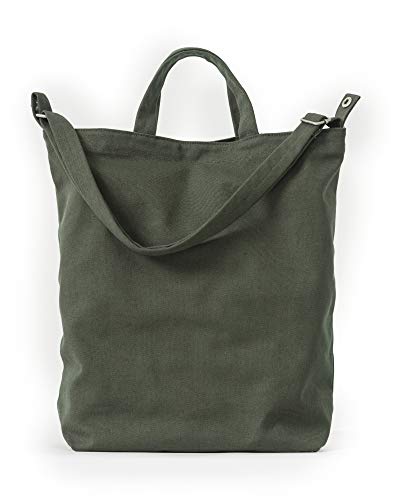 BAGGU Duck Bag Canvas Tote, Essential Everyday Tote, Spacious and Roomy, Dark Olive