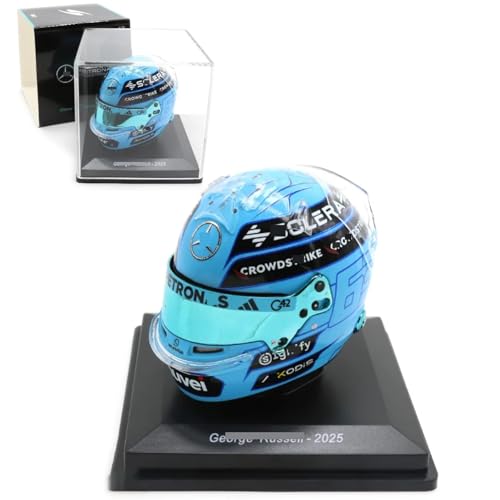 HTLNUZD 2025 1/5 F1 Mini Helmet for Abu Dhabi Russell Regular Simulation Miniature Resin Helmet Model Custom Collectible Gift
