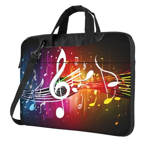 Sac à bandoulière fin pour ordinateur portable motif notes de musique antichoc