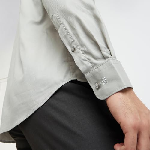 Image of Raymond Men's Slim Fit Solid Pattern Pure Cotton Full Sleeve Semi Cut Away Collar Formal Shirt