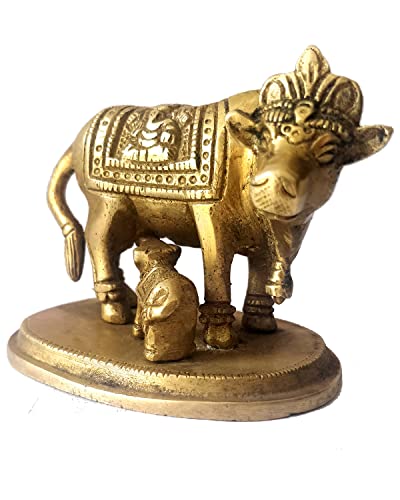 Guru Jee™ Brass Decor Holy Cow Calf Statue Nandi Murti Kamadhenu Idol Religious Gifts Showpiece For Home Mandir Temple Pooja #TOP3